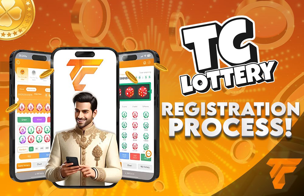 an image that shows three mobile phones with tc lottery registration process